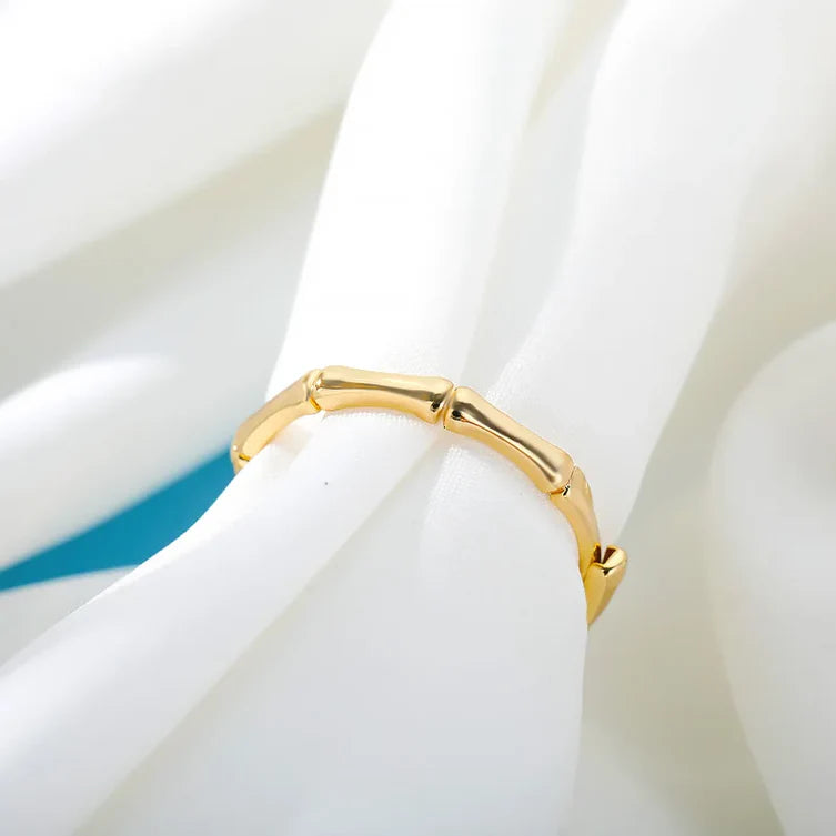 Anel Ajustável Bambu em Ouro 18k