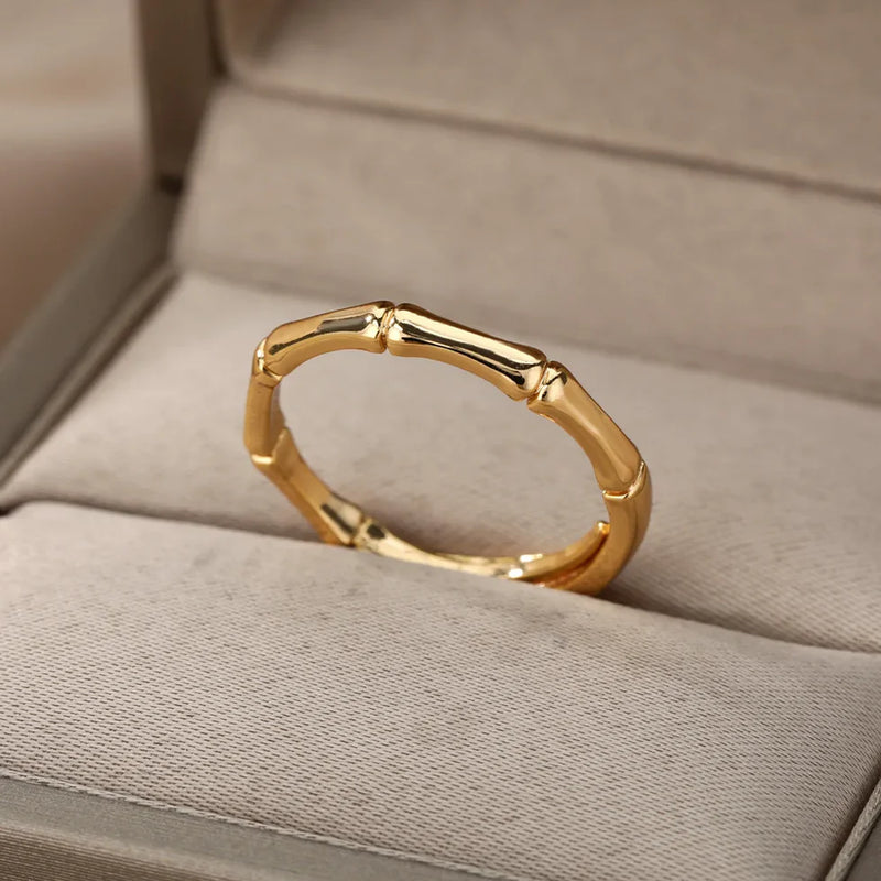 Anel Ajustável Bambu em Ouro 18k