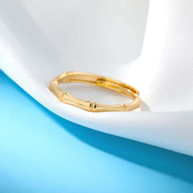 Anel Ajustável Bambu em Ouro 18k