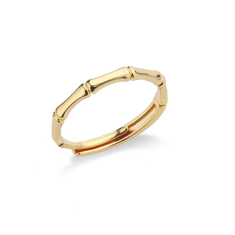 Anel Ajustável Bambu em Ouro 18k