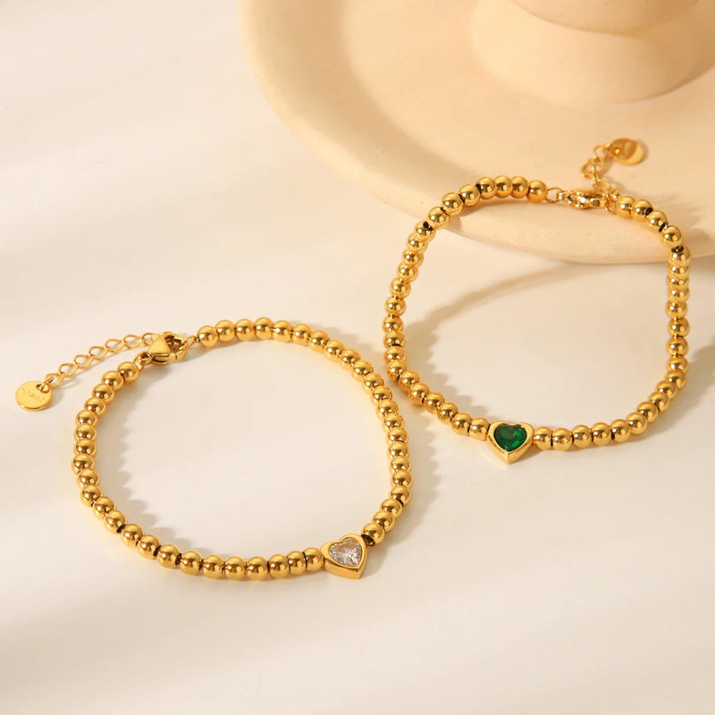 Pulseira Heart Cristal Zircônio em Ouro 18k