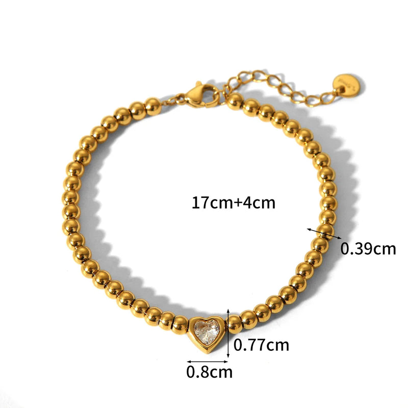 Pulseira Heart Cristal Zircônio em Ouro 18k