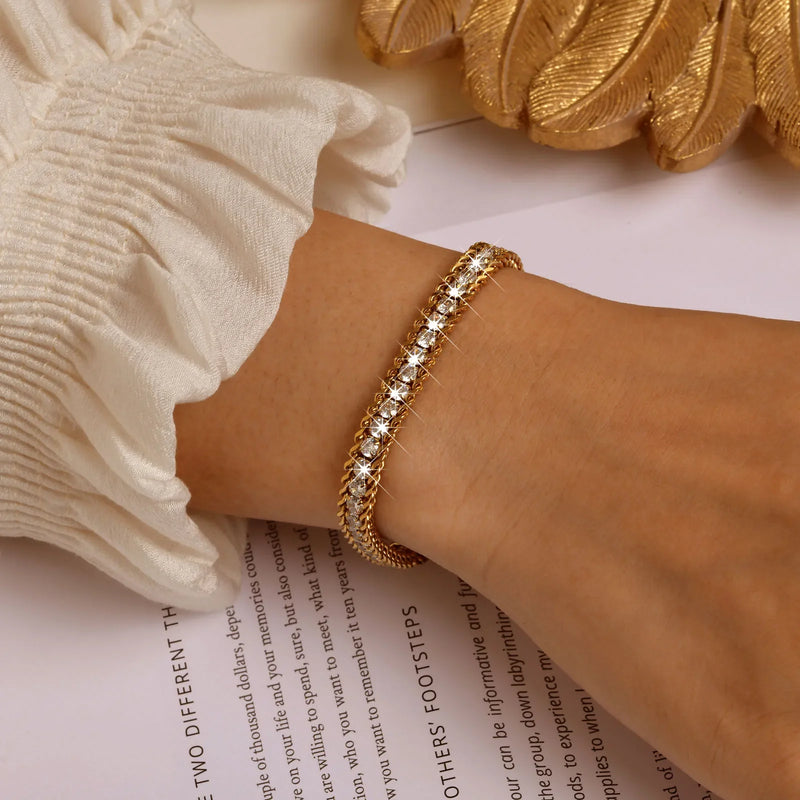 Pulseira com Zircônia em Ouro 18k