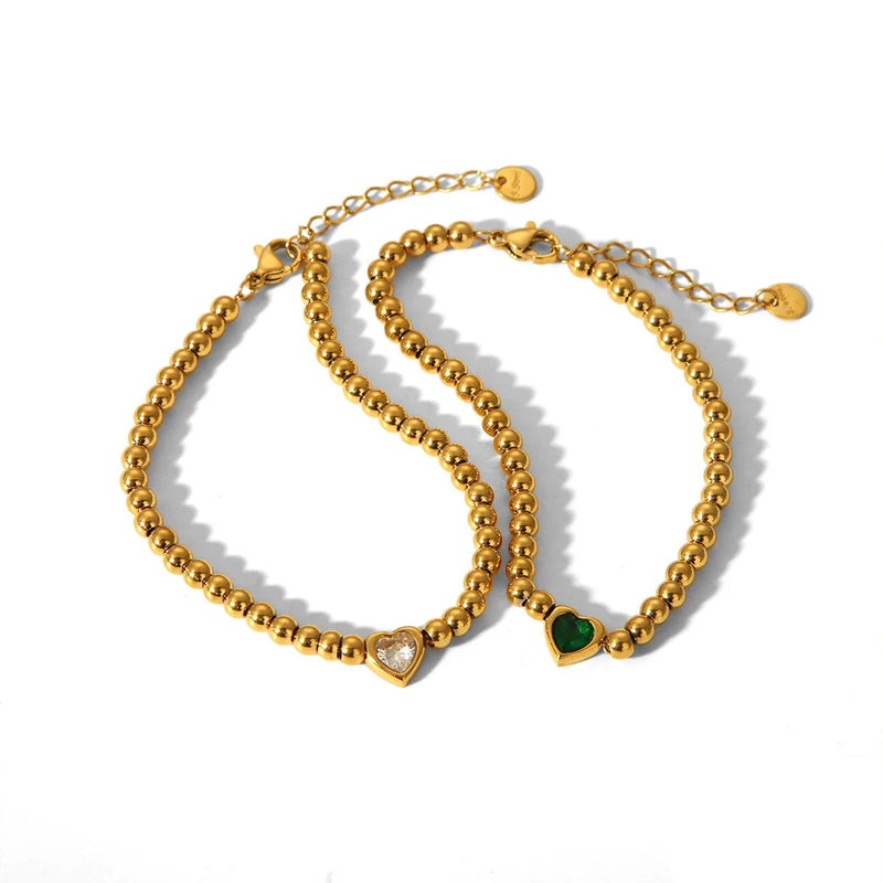 Pulseira Heart Cristal Zircônio em Ouro 18k
