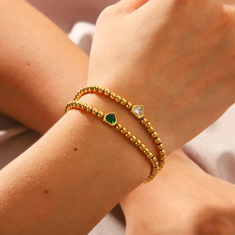 Pulseira Heart Cristal Zircônio em Ouro 18k