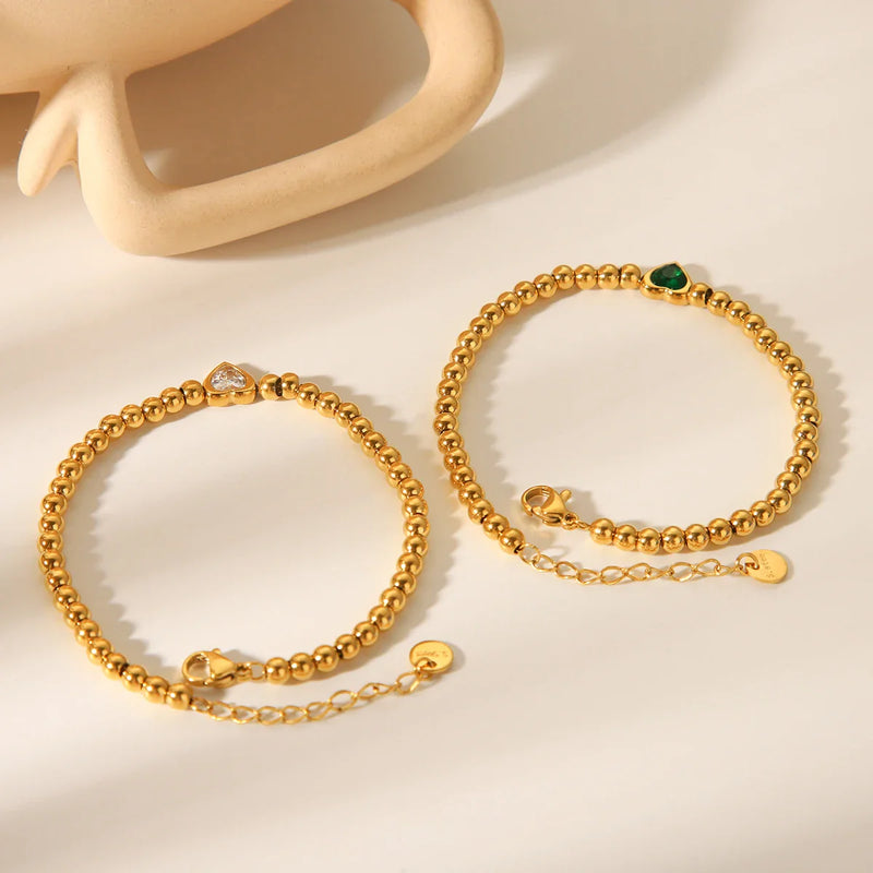 Pulseira Heart Cristal Zircônio em Ouro 18k