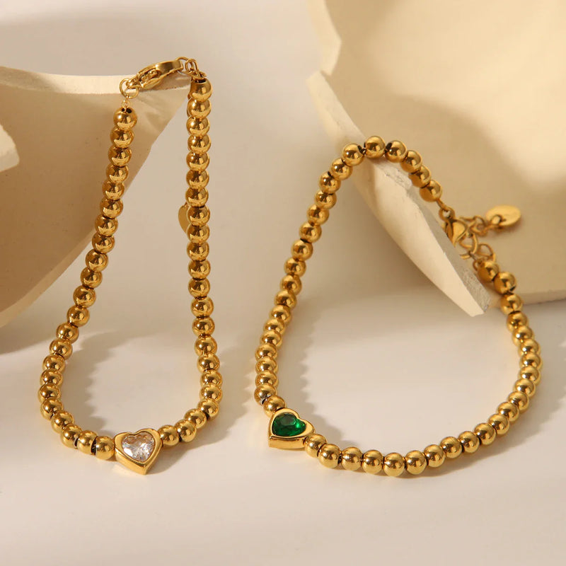 Pulseira Heart Cristal Zircônio em Ouro 18k