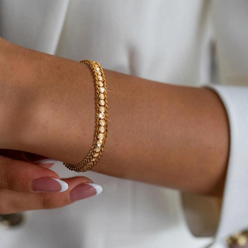 Pulseira com Zircônia em Ouro 18k