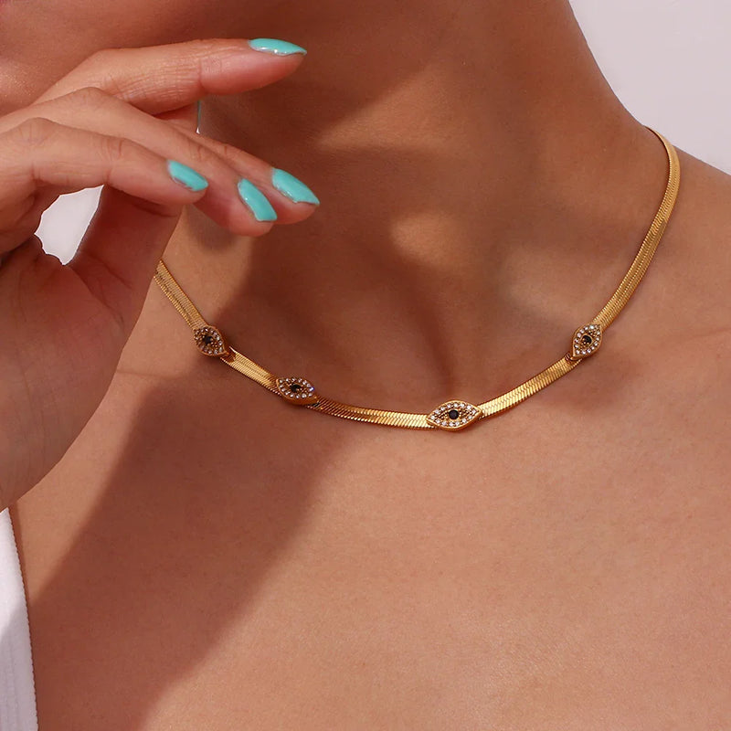 Colar Ebelle Olho Grego em Ouro 18k