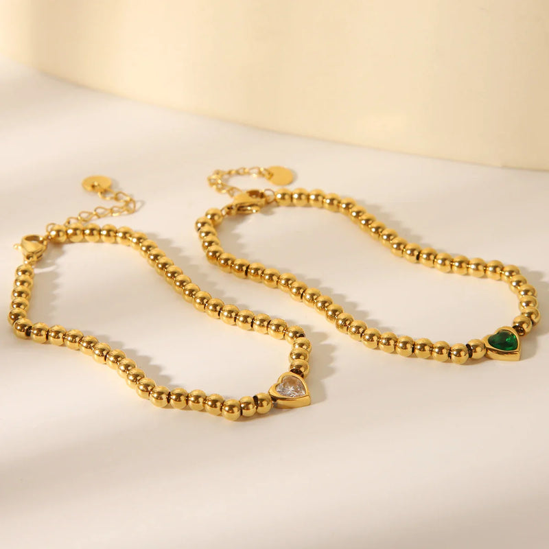 Pulseira Heart Cristal Zircônio em Ouro 18k