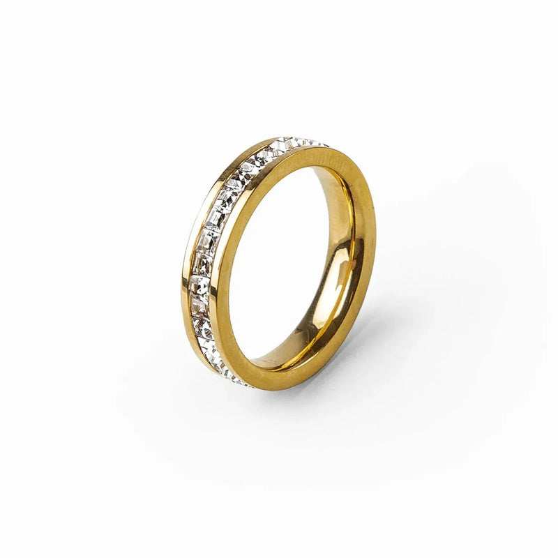 Anel Zircônio Brilhante em Ouro 18k